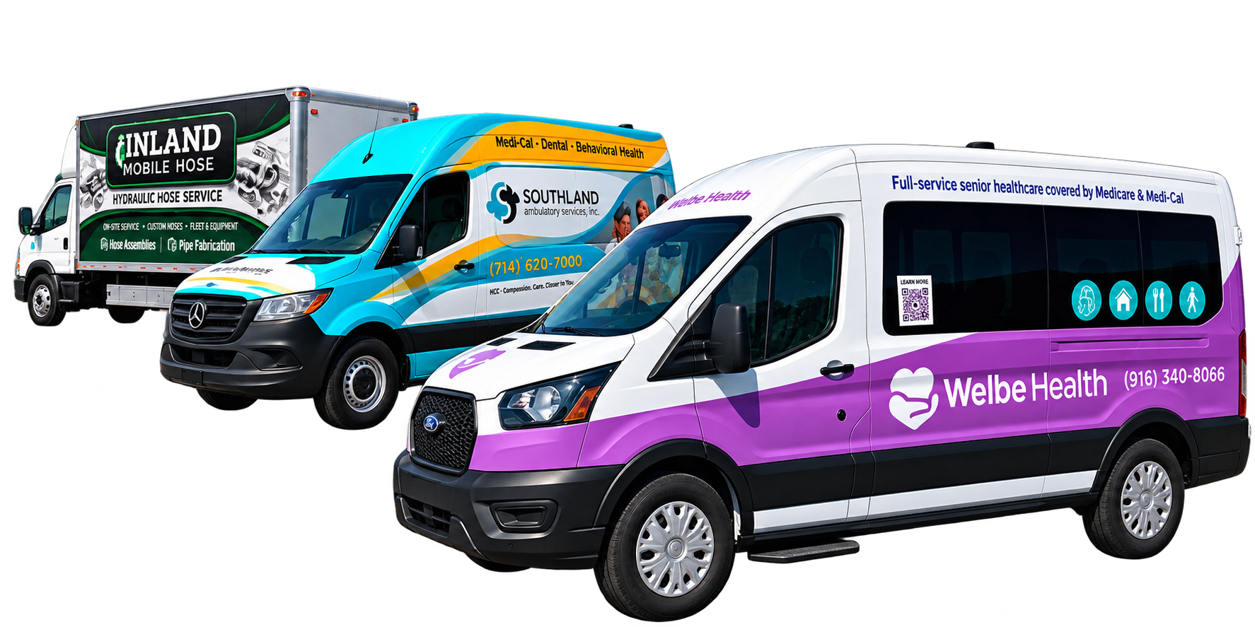 Fleet vehicles wrapped by Print Signs Wraps, Corona CA