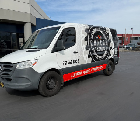 Sprinter van wrapped for Chacon Floors wrapped by Print Signs Wraps, Corona CA